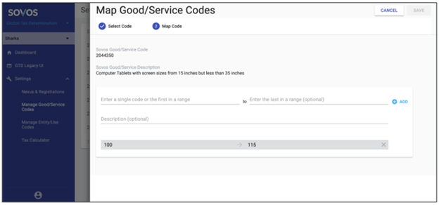 The Mapping Details screen.